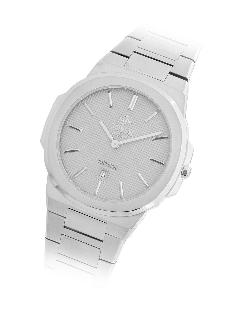 JOVIAL 1660 GSMQ02E Men's Watch, Metal Band, Grey Dial, Water Resistant, Analog, 40MM - Image 2