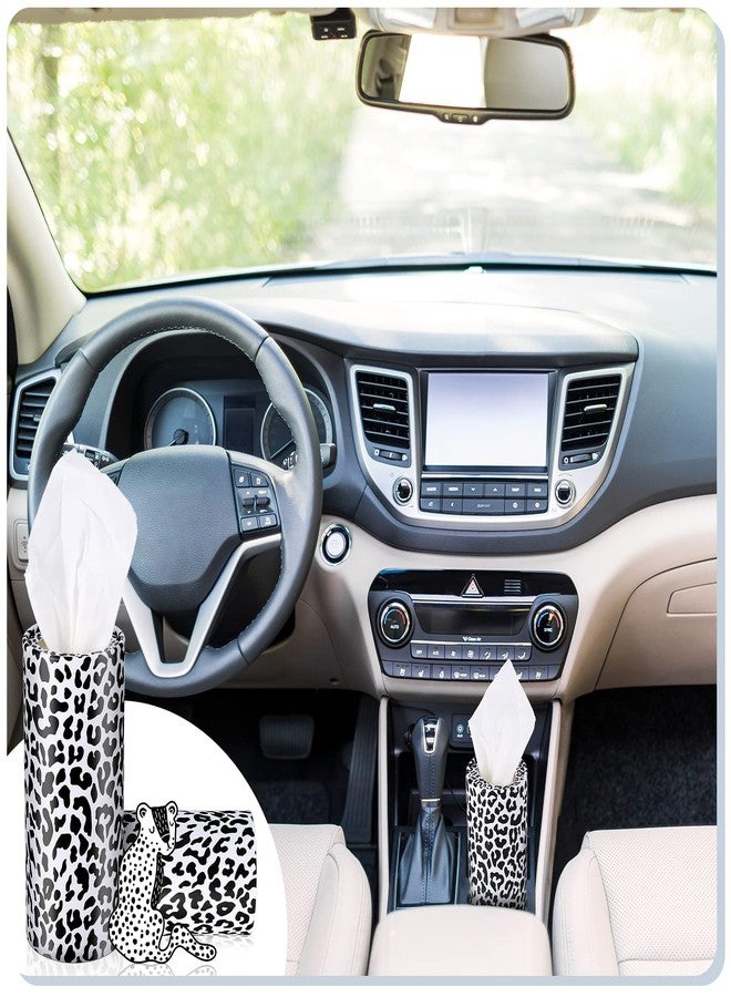 Yoande 4 Pcs Round Car Tissues Boxes with Facial Tissue Travel Cylinder Holder for Car Cup Holder Home Bathroom Office Decor Wedding Gifts(Leopard Style) - Image 4