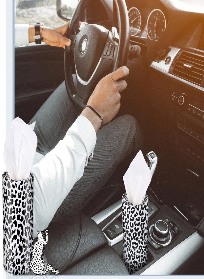 Yoande 4 Pcs Round Car Tissues Boxes with Facial Tissue Travel Cylinder Holder for Car Cup Holder Home Bathroom Office Decor Wedding Gifts(Leopard Style) - Image 5