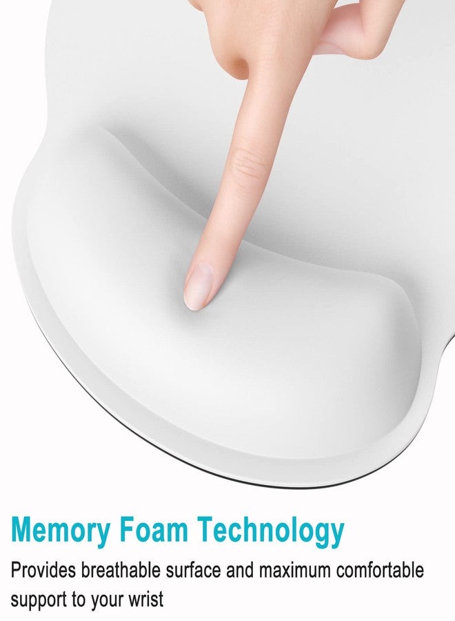 Dapesuom Ergonomic Mouse Pad with Wrist Support, Comfortable Memory Foam Wrist Rest for Easy Typing Pain Relief, Cute Computer Gaming Desktop Mouse Mat with Non-Slip Base for Laptop, Office, White - Image 5