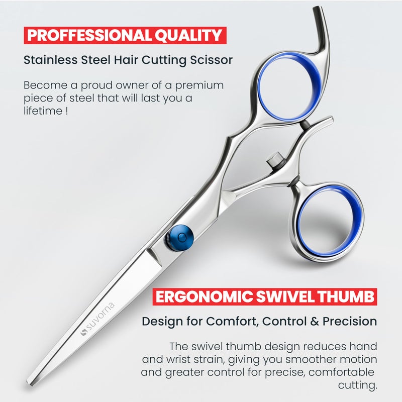 Suvorna Swivel Hair Scissors Professional - Barber Scissors for Hair Cutting - 5.5" J2 420 Japanese Stainless Steel hair cutting scissors for Trimming & Grooming - Hair Shears for Women & Men - Image 4