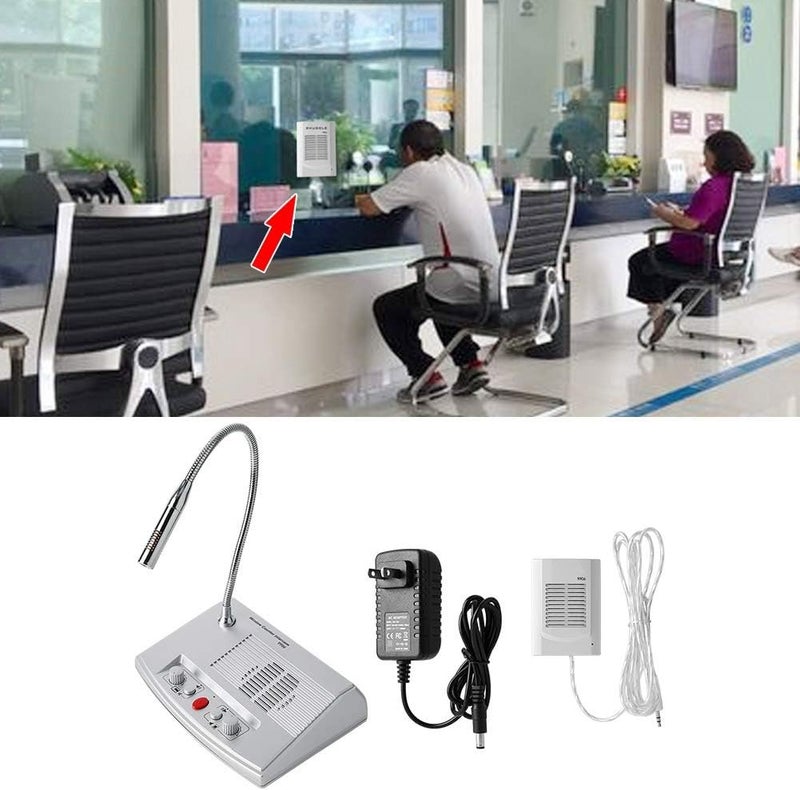 comfrt Intercom System, High Power Dual-Way Anti-Interference Noise-Free Speaker Intercom Window Counter Microphone Interphone for Bank/Office/Store/Station Counter Window(Silver) - Image 3