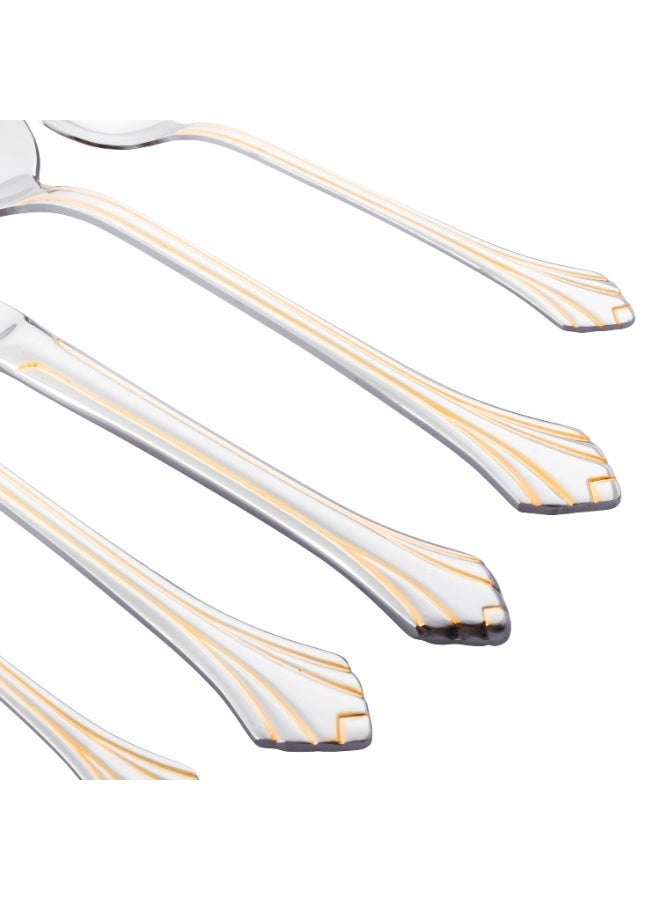 السيف  ✨ شنطة ملاعق خدمة استيل فاخر 76 قطعة – فضي وذهبي تصميم الجوهرة - Image 2