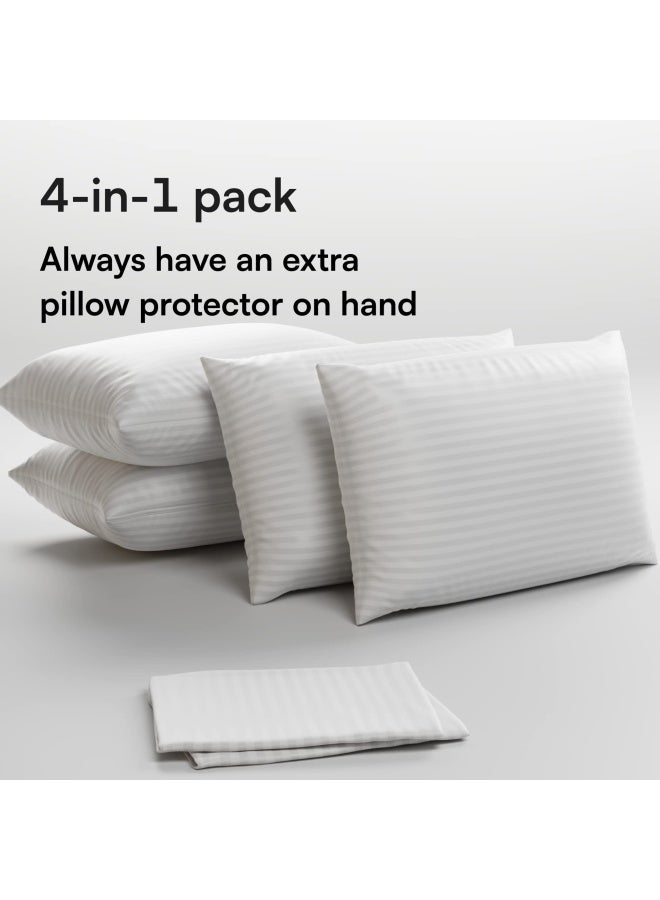 Niagara Sleep Solution Set of 4 Pillow Protectors with Zipper Standard Size  100 Resistant to Stains Dust  Dirt  Washable Covers for Increased Pillow Lifespan - Image 2