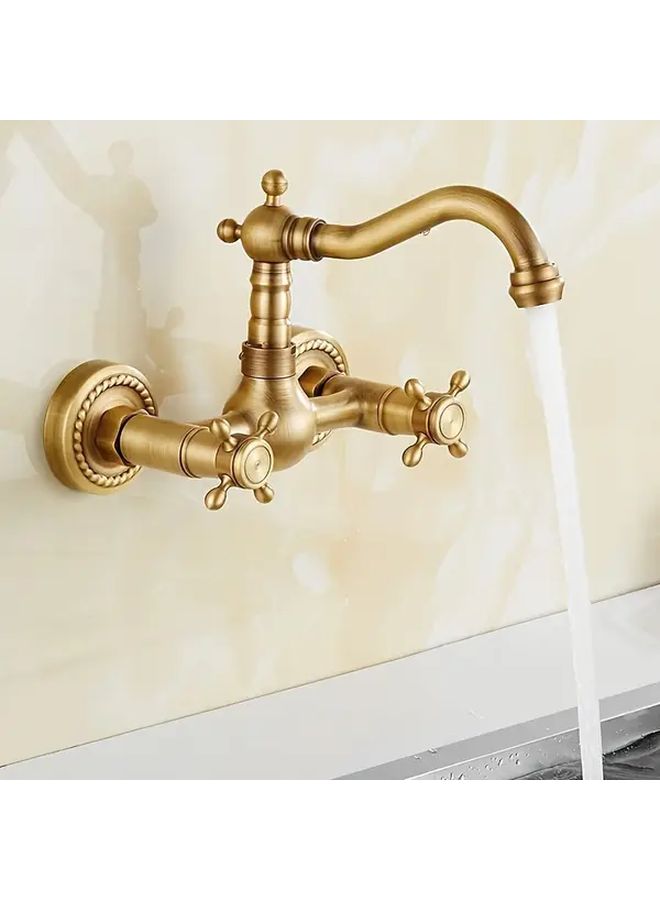 Antique Bronze Wall Mounted Kitchen Faucet Dual Cross Handles 360 Degree Rotating Nozzle Easy Installation Durable Construction For Restaurant Commercial Use And Home Kitchen - Image 1