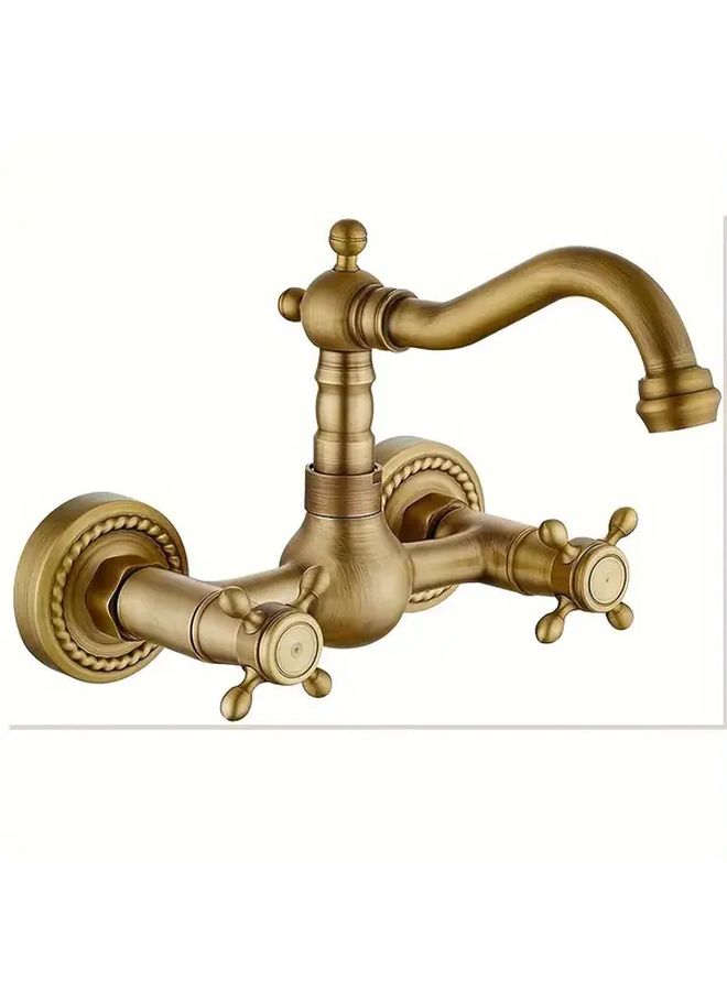 Antique Bronze Wall Mounted Kitchen Faucet Dual Cross Handles 360 Degree Rotating Nozzle Easy Installation Durable Construction For Restaurant Commercial Use And Home Kitchen - Image 3