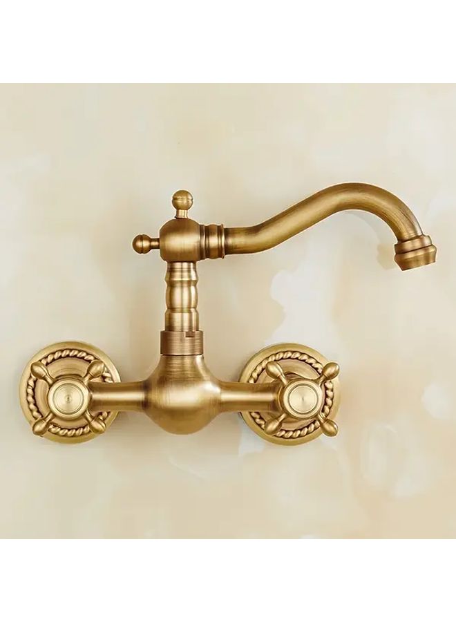 Antique Bronze Wall Mounted Kitchen Faucet Dual Cross Handles 360 Degree Rotating Nozzle Easy Installation Durable Construction For Restaurant Commercial Use And Home Kitchen - Image 2