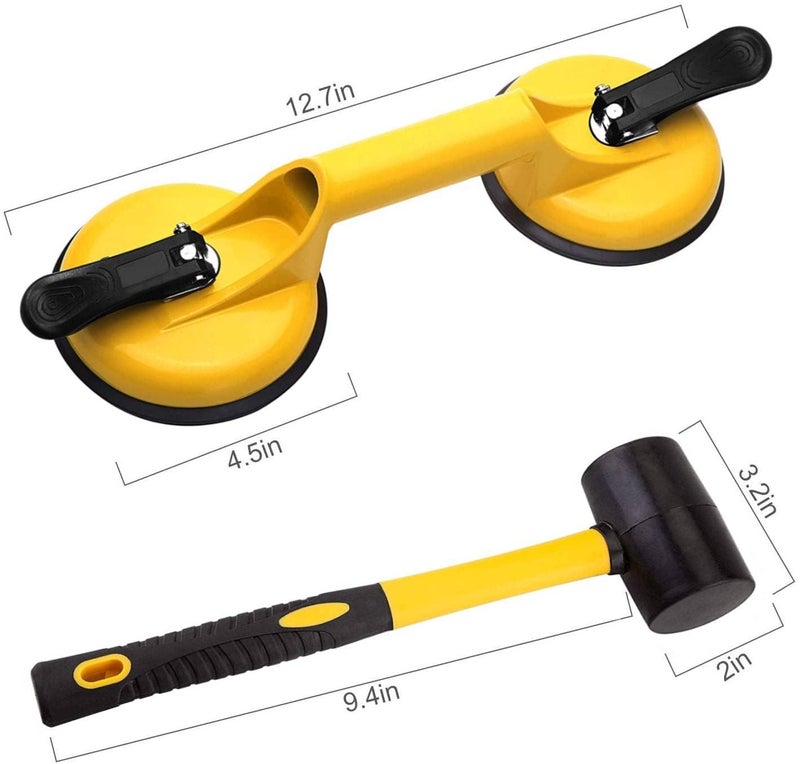 FCHO Floor Gap Fixer Tool for Laminate Floor Gap Repair Include Suction Cup and Mallet (Can't use on scraped surface floor)-Yellow Kit - Image 4