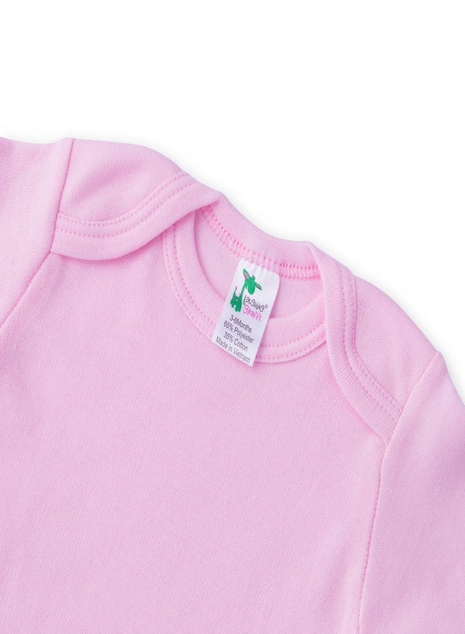 لافنغ جيراف بدلة أطفال قطعة واحدة بأكمام قصيرة للجنسين مزينة بصورة زرافة ضاحكة (0-3 أشهر، وردي) - Image 2