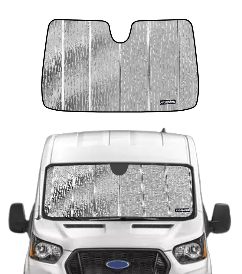 Pigenius Windshield Sun Shade for Ford Transit 2015-2025,Cargo,Passenger,Crew,Cutaway Van Sun Shade,Durable Front Window Sunshade Shield,Full Coverage Interior Privacy Blackout - Image 1