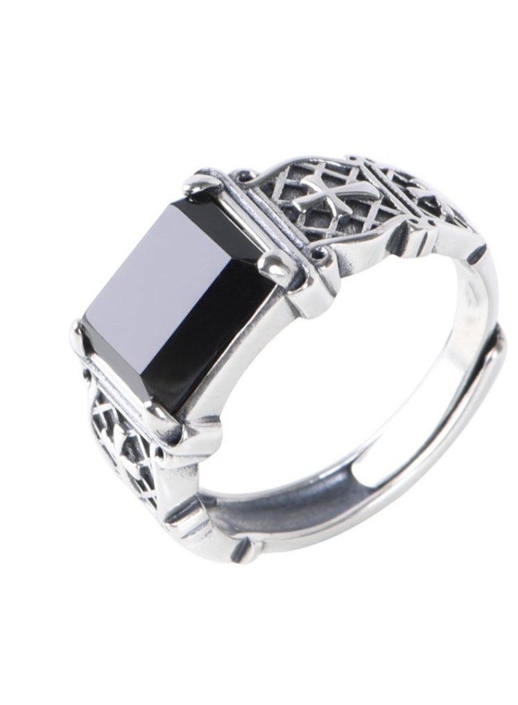 LATEEN S925 Sterling Plating Silver  Women Ring Men Ring  Size Adjustable - Image 1