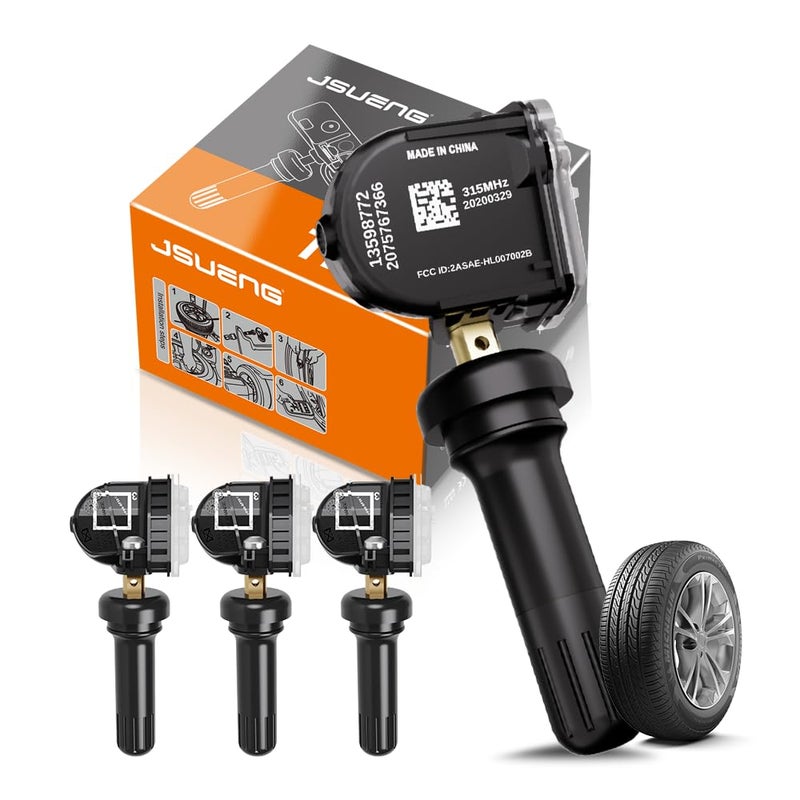 13598772 TPMS Sensor GM Tire Pressure Monitoring System Sensor for Chevy Silverado Buick Cadillac GMC Hummer Saturn SAAB 315mhz Replaces 13586335 13598771 13581558 Set of 4