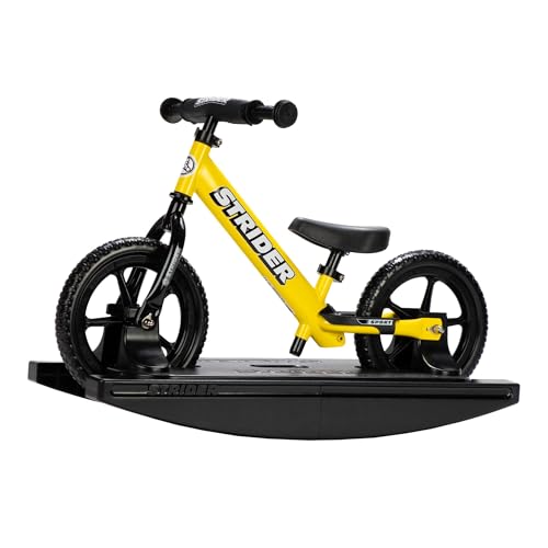 Strider 12 Sport Bike Yellow Rocking Base Helps Teach Baby How to Ride a Balance Bicycle for Kids 6 Months to 4 Years Easy Assembly Adjustments - Image 1