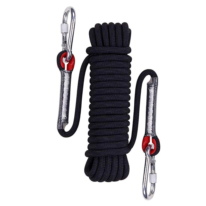 Aoneky 10 mm Static Outdoor Rock Climbing Rope, Fire Escape Safety Rappelling Rope (Black 2, 32) - Image 1