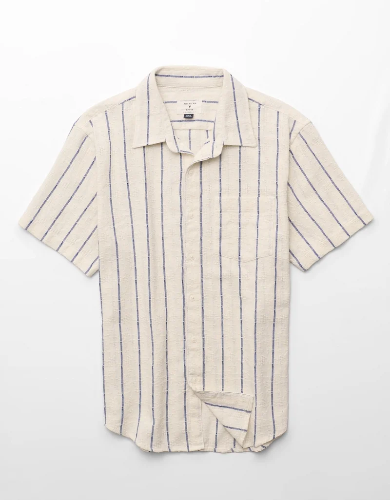 American Eagle  AE Short-Sleeve Button-Up Shirt for Men | Best Price UAE