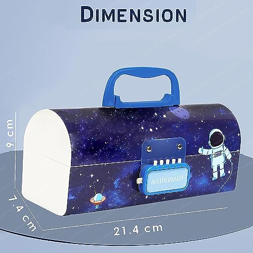 LONGMIRE Plastic Pencil Box with Code Lock Pen Case Large Capacity Multi-Layer Multi-Function Storage Bag Secret Compartment Pencil Box for Kids- Multi-Color (Astronaut Password Lock) - Image 5