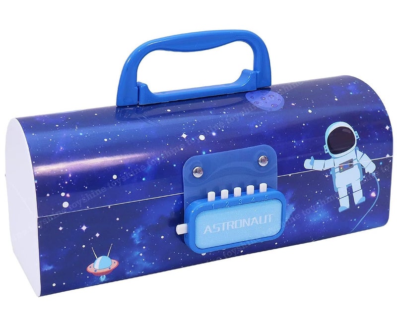 LONGMIRE Plastic Pencil Box with Code Lock Pen Case Large Capacity Multi-Layer Multi-Function Storage Bag Secret Compartment Pencil Box for Kids- Multi-Color (Astronaut Password Lock) - Image 1