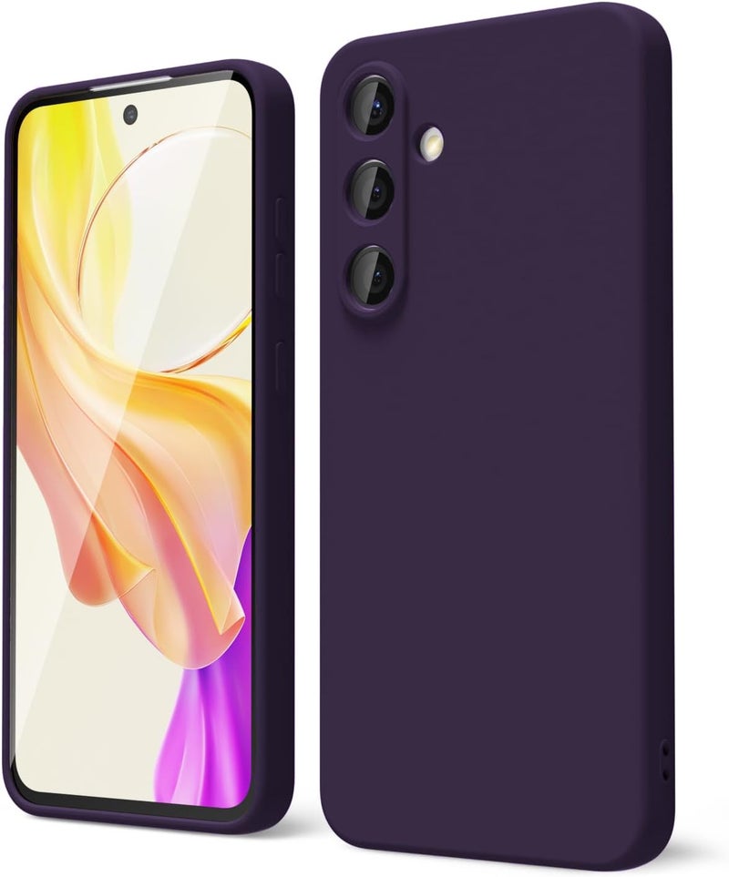 DIZORO Microfiber Candy Case Compatible for Samsung S25 Plus 5g Smooth Touch Cushion Liquid Soft Silicone Gel Rubber Phone Cases Non-Slip Full Body Protective Shockproof Back Cover (Deep Purple) - Image 1