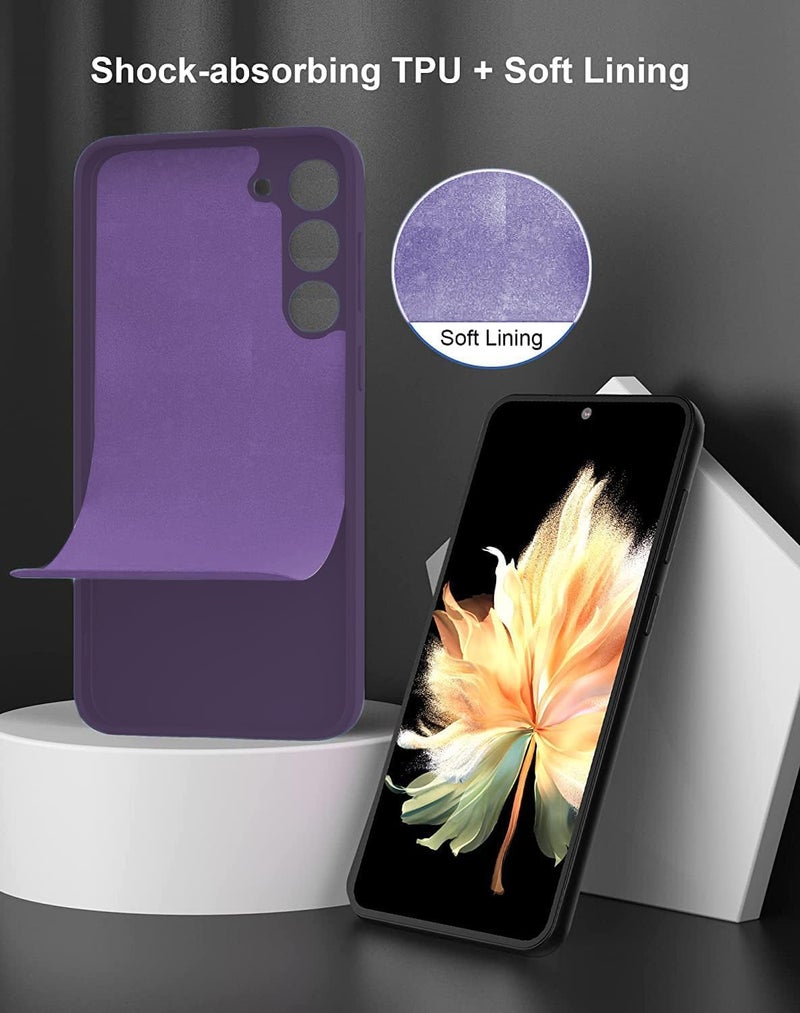 DIZORO Microfiber Candy Case Compatible for Samsung S25 Plus 5g Smooth Touch Cushion Liquid Soft Silicone Gel Rubber Phone Cases Non-Slip Full Body Protective Shockproof Back Cover (Deep Purple) - Image 2
