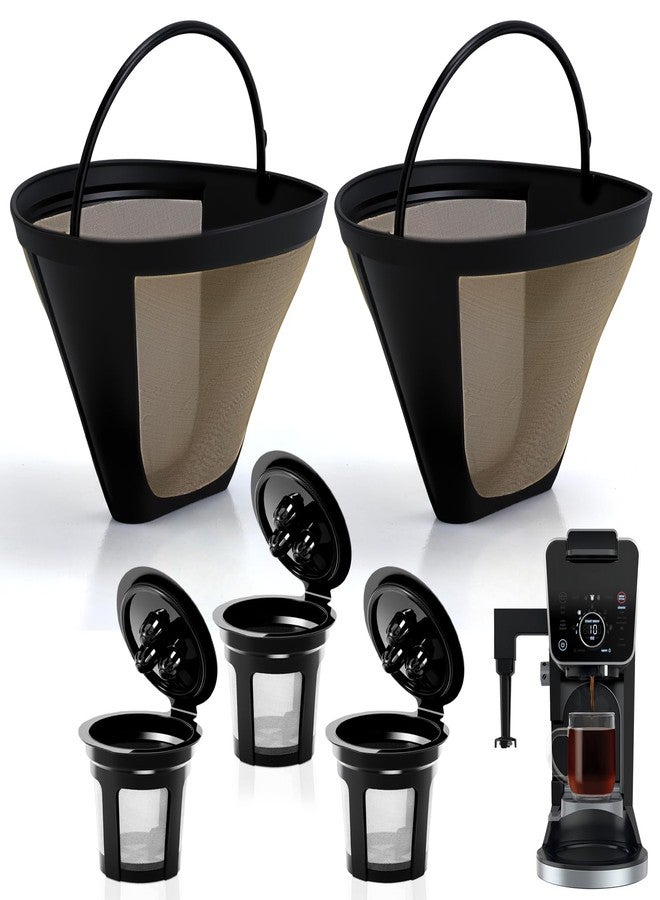 AODPWEN Reusable Coffee Pods compatible with Ninja CFP301 Coffee Maker, Only Fits 3-Hole Needle Machines,3 Pack Reusable K Cups Pods and 2 Pack Reusable Filter - Image 1