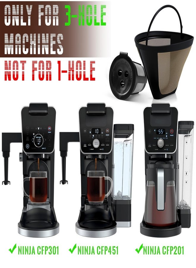 AODPWEN Reusable Coffee Pods compatible with Ninja CFP301 Coffee Maker, Only Fits 3-Hole Needle Machines,3 Pack Reusable K Cups Pods and 2 Pack Reusable Filter - Image 2