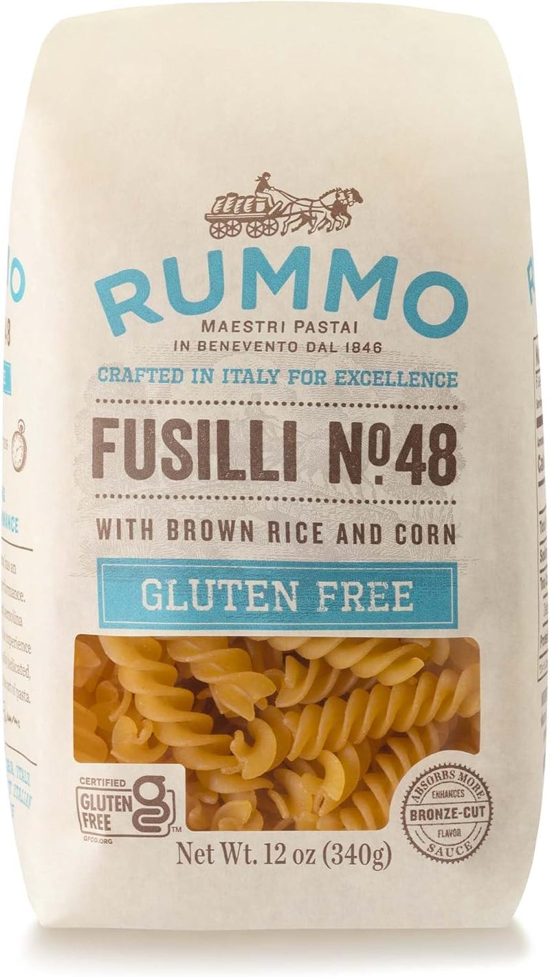 Rummo Fusilli No. 48 Gluten Free Pasta - 12 Ounce Pack of 2, Made with Brown Rice and Corn - Image 1