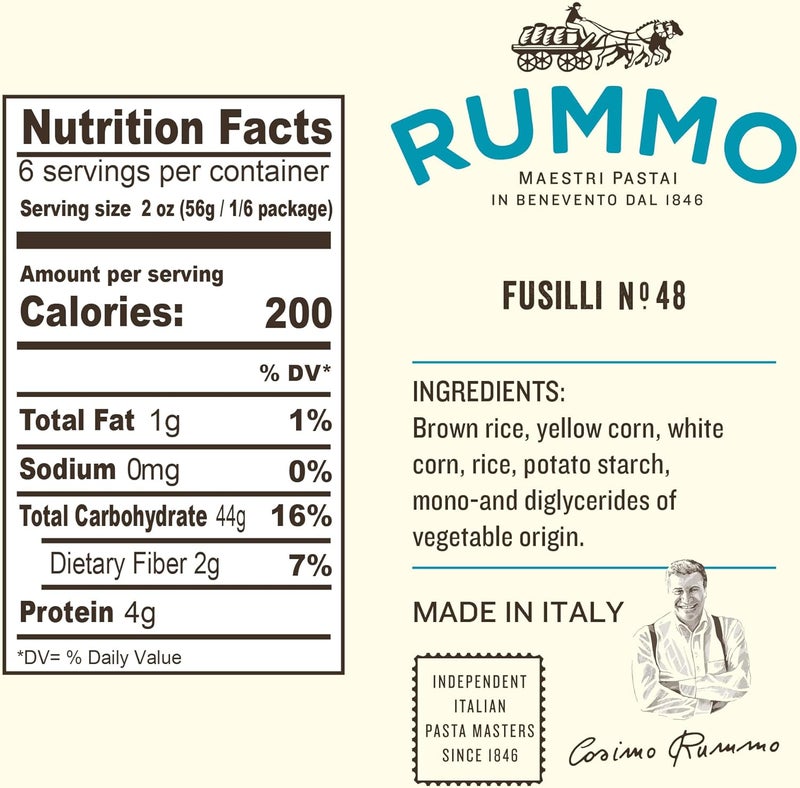 Rummo Fusilli No. 48 Gluten Free Pasta - 12 Ounce Pack of 2, Made with Brown Rice and Corn - Image 2
