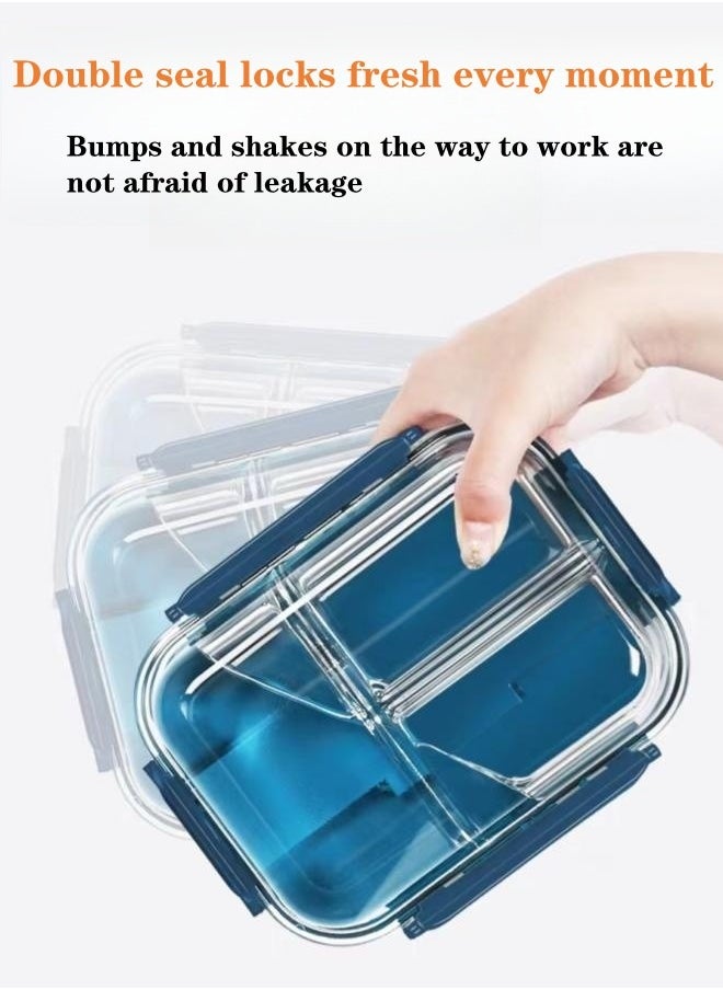 XiuWoo 3 Piece Microwave Heating High Borosilicate Glass Lunch Boxes Glass Bowls 1000ml, 960ml, 700ml with Insulation Bag  - Image 5