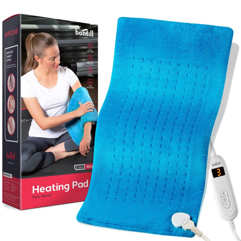 Electric Heating Pad for Cramps Back Abdomen Shoulder Neck Pain Relief Soft Heat Pad for Moist and Dry Heat Therapy LCD Controller with 10 FastHeating Settings Auto Shut Off XL 12 X 24