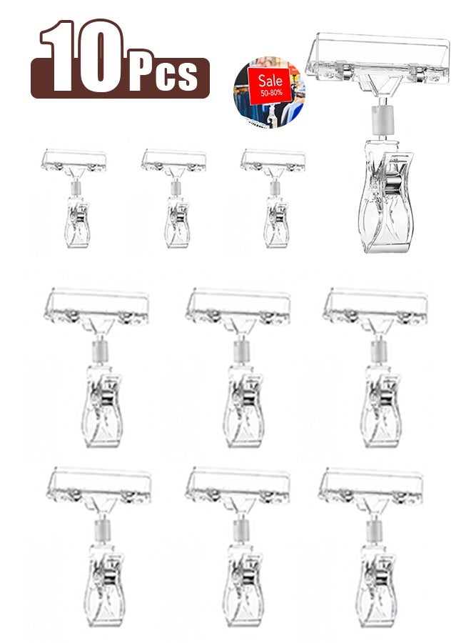 Merchandise Sign Clip 10PCS Merchandise Sign Clip Price Tag Clamp Transparent Price Label Holder Merchandise Display Tag Sign Paper Card Display Promotion Clips Holders Stand For Shopping Mall - Image 1