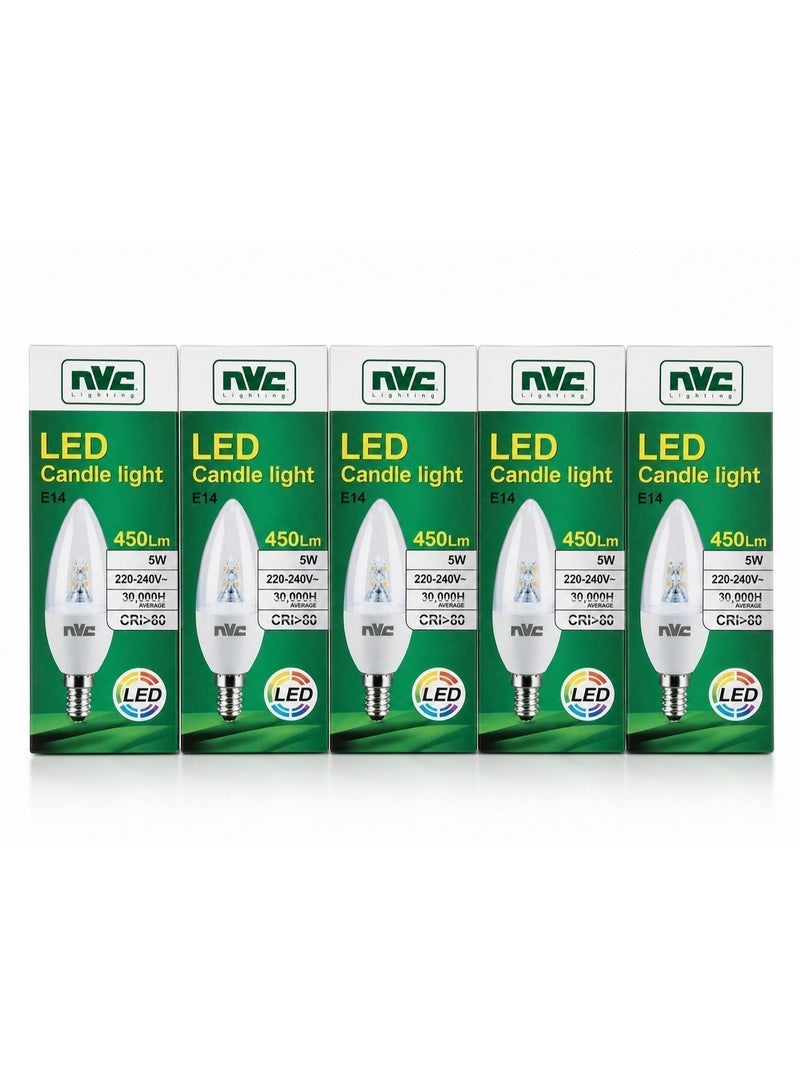 إن في سي 5 قطع مصباح شمعة NVC LED CLE 5 واط 2700 كلفن E14 إضاءة زخرفية دافئة للغاية (ثريات / مصابيح حائط / أجواء غرفة النوم) - Image 2