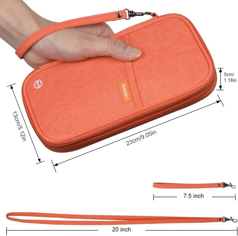 homchen RFID Passport Wallet with Vaccine Card Slot, Family Travel Passport Holder Document Organizer Bag with Wrist & Neck Double Strap - Image 2