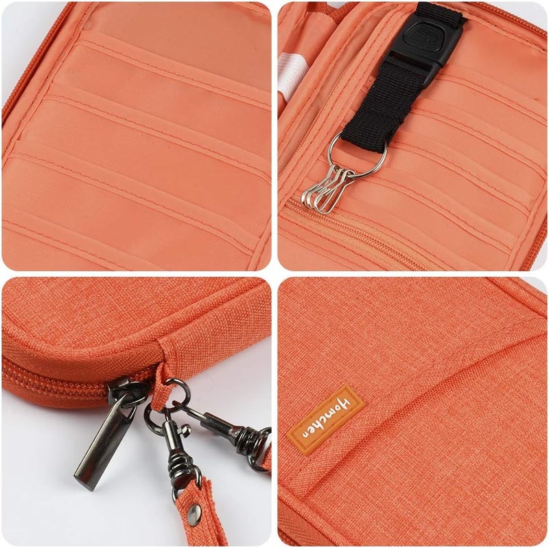 homchen RFID Passport Wallet with Vaccine Card Slot, Family Travel Passport Holder Document Organizer Bag with Wrist & Neck Double Strap - Image 4