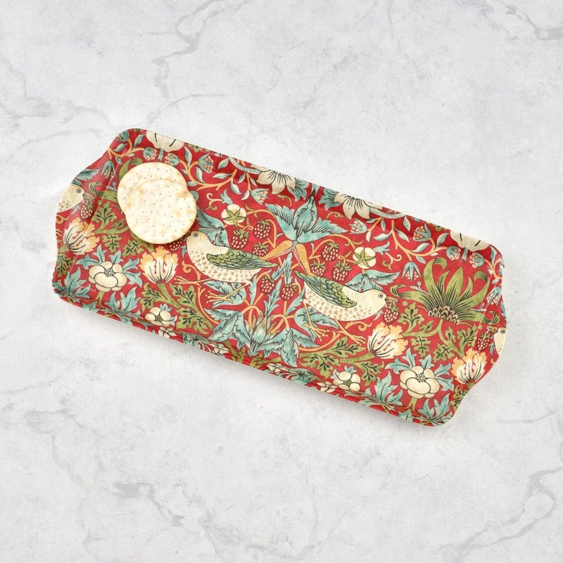 Pimpernel Morris & Co Strawberry Thief Sandwich Tray with Handles, Red - Decorative Melamine Serving Tray for Afternoon Tea, Coffee Table Display, Garden Party Entertaining, Cheese Board, Gifting - Image 4