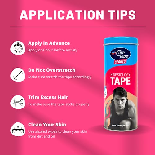 CureTape Sports | Kinesiology Tape for Muscle & Joint Pain | Elastic Therapeutic Tape | Waterproof Athletic Tape | Medical K Tape | 25% Stronger Adhesion | Blue, Pink, Beige | 2inx8ft | (Pack of 3) - Image 3