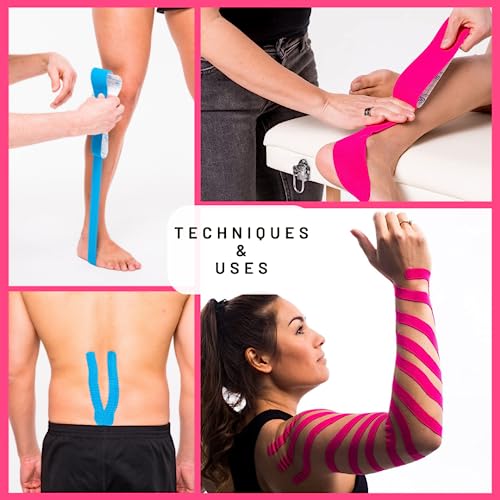 CureTape Sports | Kinesiology Tape for Muscle & Joint Pain | Elastic Therapeutic Tape | Waterproof Athletic Tape | Medical K Tape | 25% Stronger Adhesion | Blue, Pink, Beige | 2inx8ft | (Pack of 3) - Image 4