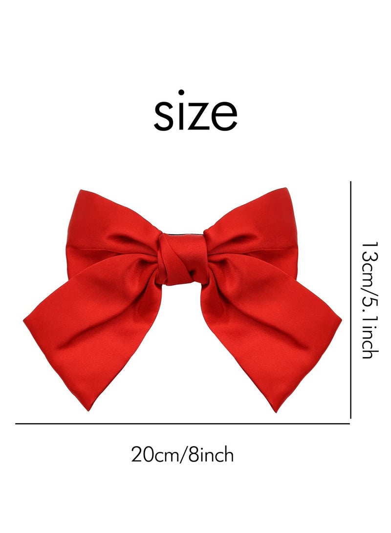 Oversized Satin Hair Bows - 12 Pack Large Bowknot French Barrettes Hair Clips for Women and Girls, Perfect for Bun and Ponytail Holders, Stylish Hair Ribbon Accessories. - Image 5