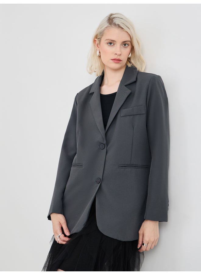 Take Two Take Two Solid Long Sleeve Front Button Blazer  - Image 1