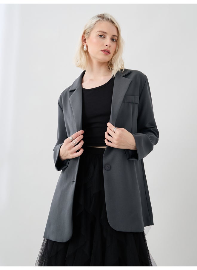 Take Two Take Two Solid Long Sleeve Front Button Blazer  - Image 2