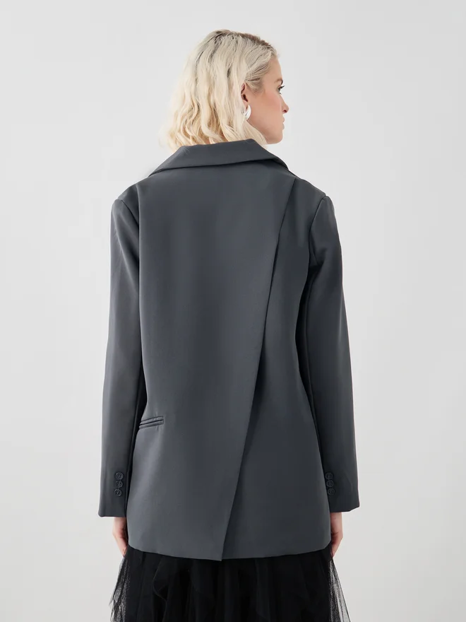 Take Two Take Two Solid Long Sleeve Front Button Blazer