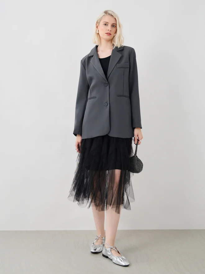 Take Two Take Two Solid Long Sleeve Front Button Blazer