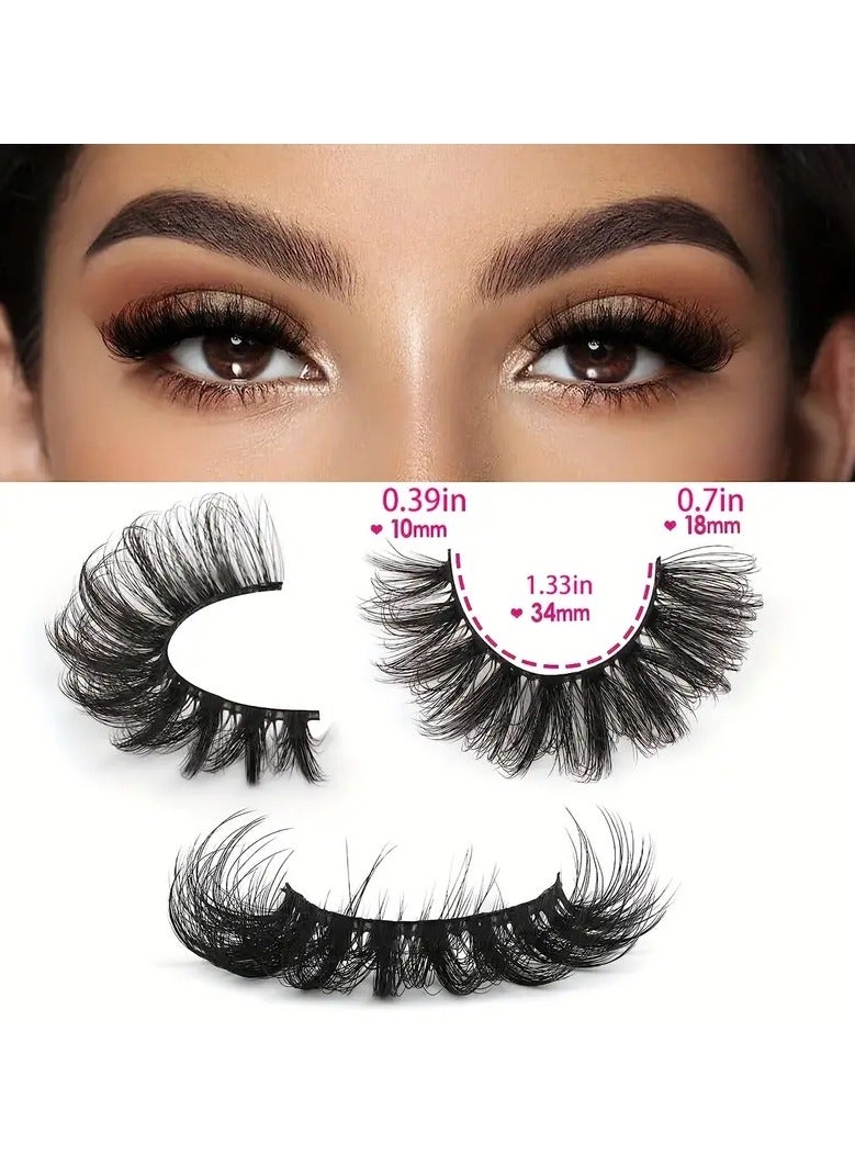 ORiTi Faux Mink Lashes Fluffy Cat Eye Lashes Wispy 6D Volume False Eyelashes Look Like Extensions Thick Soft Curling  Lashes ( 7 Pairs ) - Image 4