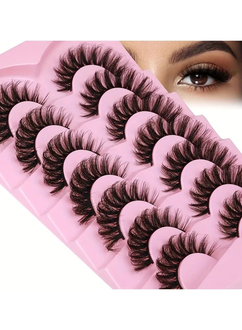 ORiTi Faux Mink Lashes Fluffy Cat Eye Lashes Wispy 6D Volume False Eyelashes Look Like Extensions Thick Soft Curling  Lashes ( 7 Pairs ) - Image 5