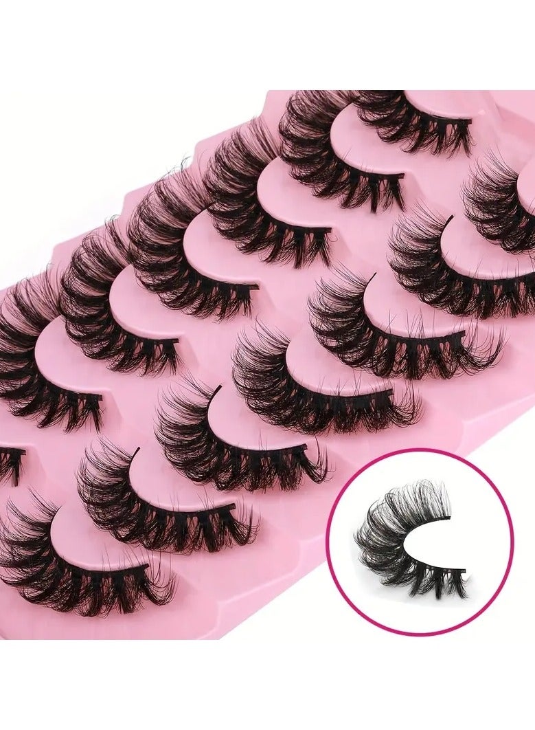 ORiTi Faux Mink Lashes Fluffy Cat Eye Lashes Wispy 6D Volume False Eyelashes Look Like Extensions Thick Soft Curling  Lashes ( 7 Pairs ) - Image 2