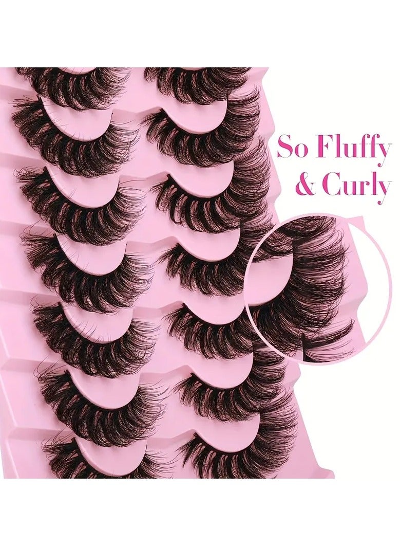 ORiTi Faux Mink Lashes Fluffy Cat Eye Lashes Wispy 6D Volume False Eyelashes Look Like Extensions Thick Soft Curling  Lashes ( 7 Pairs ) - Image 3