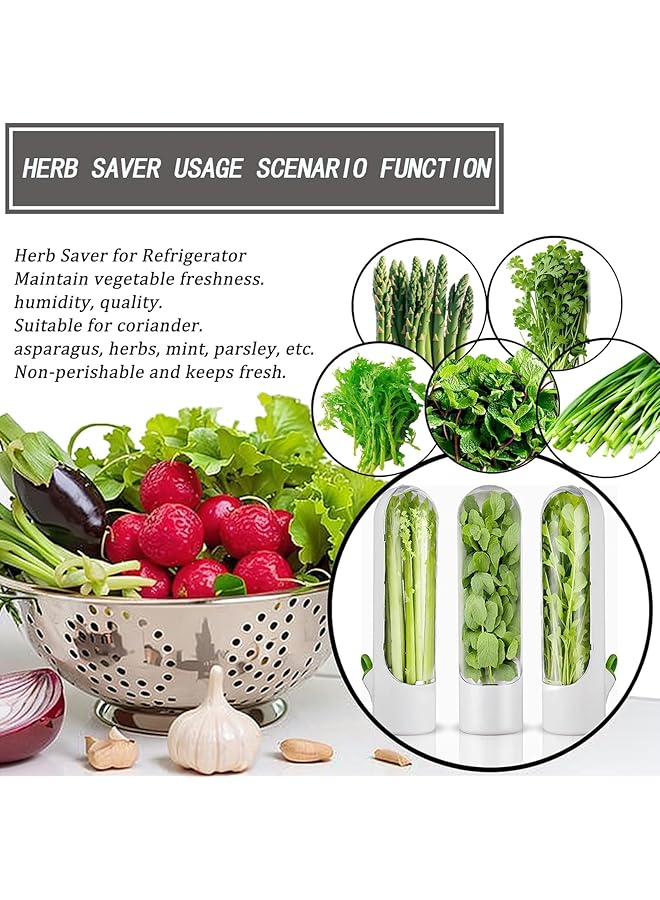 Excefore Herb Saver Pod, 3 Pcs Herb Keeper For Refrigerator, Cilantro Containers For Refrigerator, Vegetable Preservation Bottle, Fresh Keeper For Cilantro, Asparagus, Lettuce, Keeps Vegetables For 2 3 Weeks - Image 2