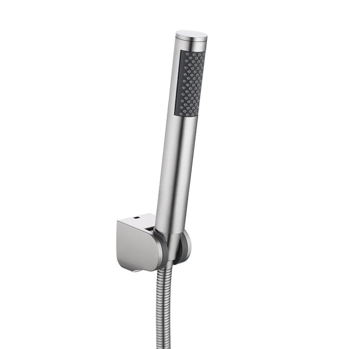 BATHROOM HANDHELD SHOWER HEAD WITH EXTRA LONG HOSE AND BRACKET HOLDER BRUSHED STAINLESS STEEL LP150BS