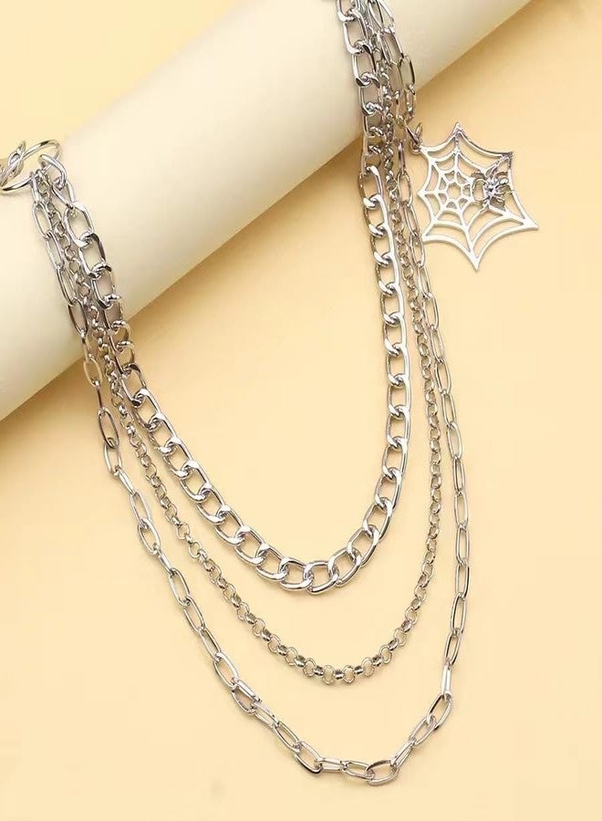 Xeyau Punk Pants Chain Hip Hop Cross Sword Star Rivet Charm Layered Jeans Chains Wallet Chain Vintage Rock Chains for Women Men Halloween Jewelry Clothing Accessories (Spider-Web) - Image 5