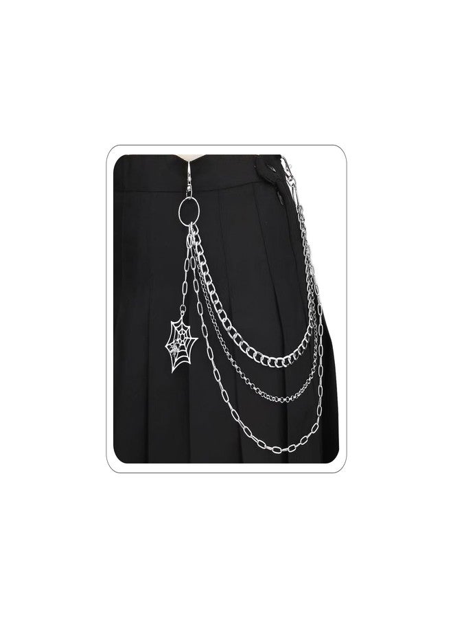Xeyau Punk Pants Chain Hip Hop Cross Sword Star Rivet Charm Layered Jeans Chains Wallet Chain Vintage Rock Chains for Women Men Halloween Jewelry Clothing Accessories (Spider-Web) - Image 1