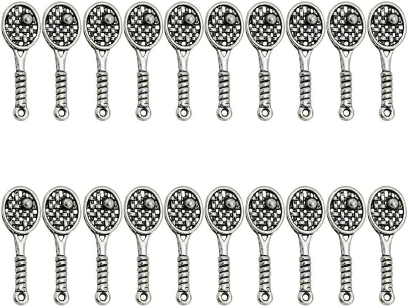 comfrt 20pcs Antique Silver Charm Pendant Tennis Racket Shape Spacer Beads DIY Jewelry Making Accessory for Necklace Bracelet - Image 1